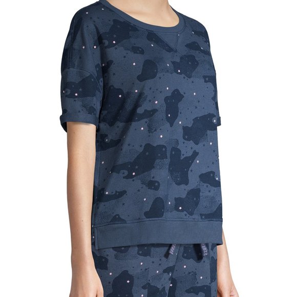 new Women's SMALL Pajamas pjs WARM Loungewear Set Blue camo 4 6 Top Pants Soft - Picture 11 of 15